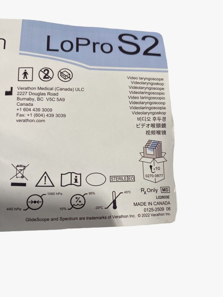 New Verathon Spectrum Blade LoPro S2 (Hyperangle) 0574-0166 Expiry -2026